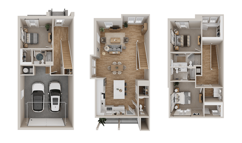 Floor plan for 3 beds, 3.5 baths, 2278 sqft
